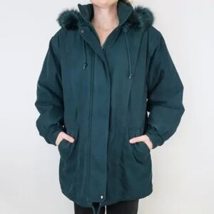 Forest Green Wool Jacqueline Ferrar Coat Fox Fur Collar